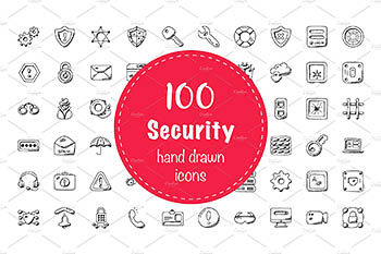 安全涂鸦图标素材 100 Security Doodle Icons