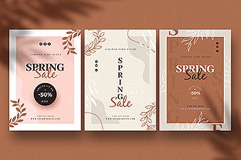 抽象春季主题促销传单设计模板 Abstract Spring Sale Flyers