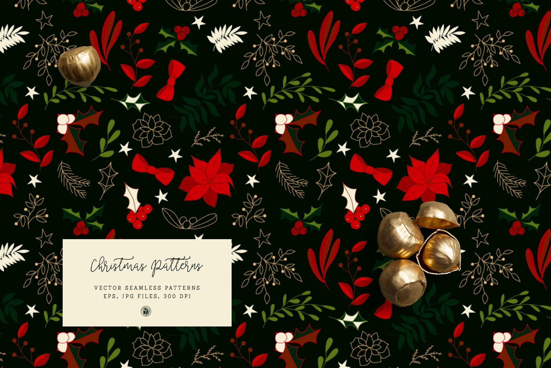 圣诞节节日元素图案花纹矢量背景素材 Christmas Patterns vol.2设计素材模板