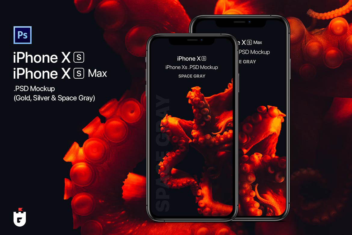 迄今为止最逼真的iPhone Xs PSD样机展示模型mockups