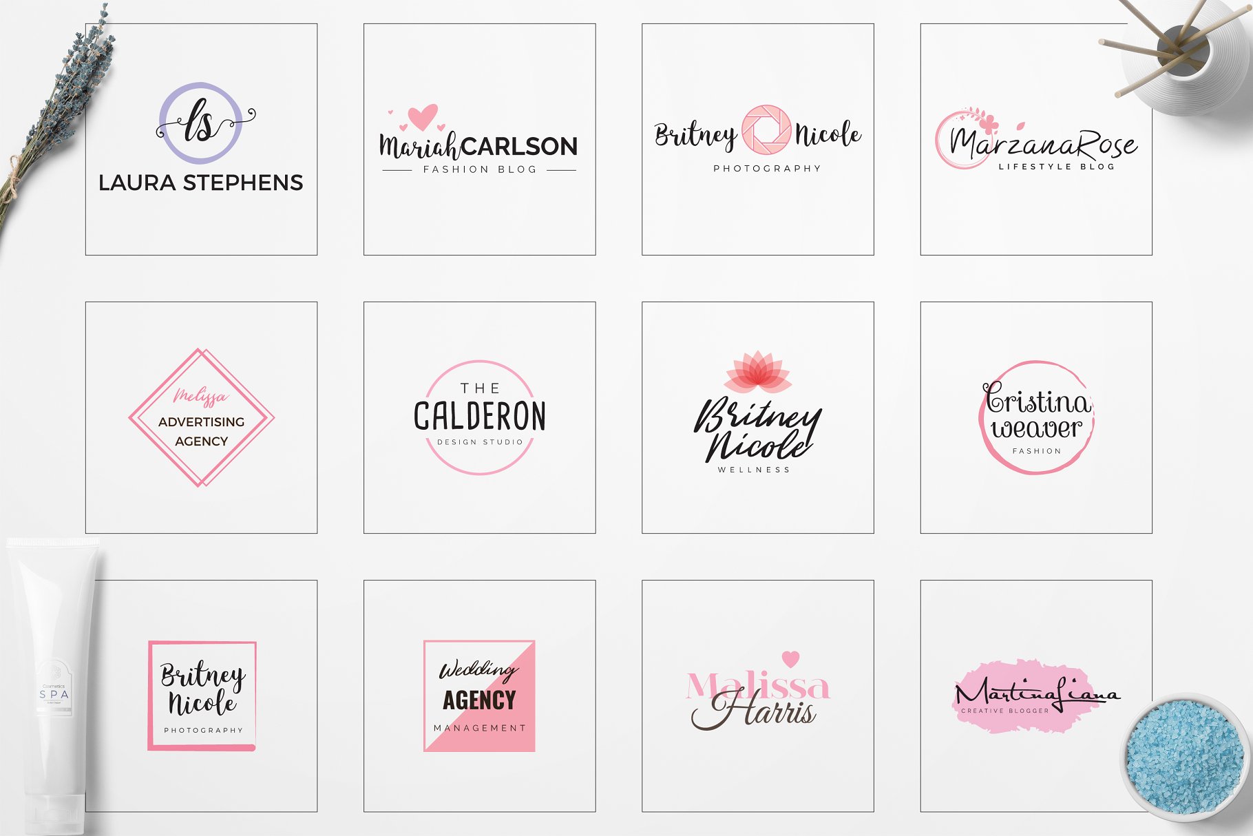 logo设计女性极简素材包 Feminine Minimal Branding Logo Pack设计素材模板