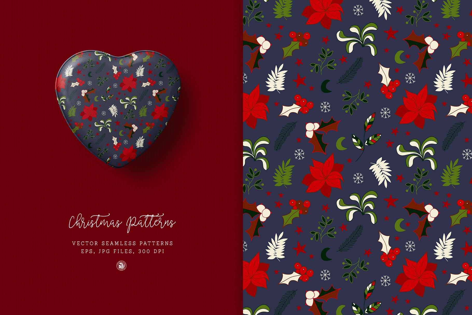 圣诞节节日元素图案花纹矢量背景素材 Christmas Patterns vol.2设计素材模板