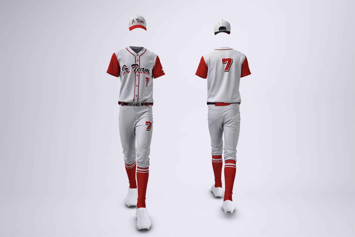 棒球队队服套装设计图样机模板 Baseball Team Uniform Mock-up设计素材模板