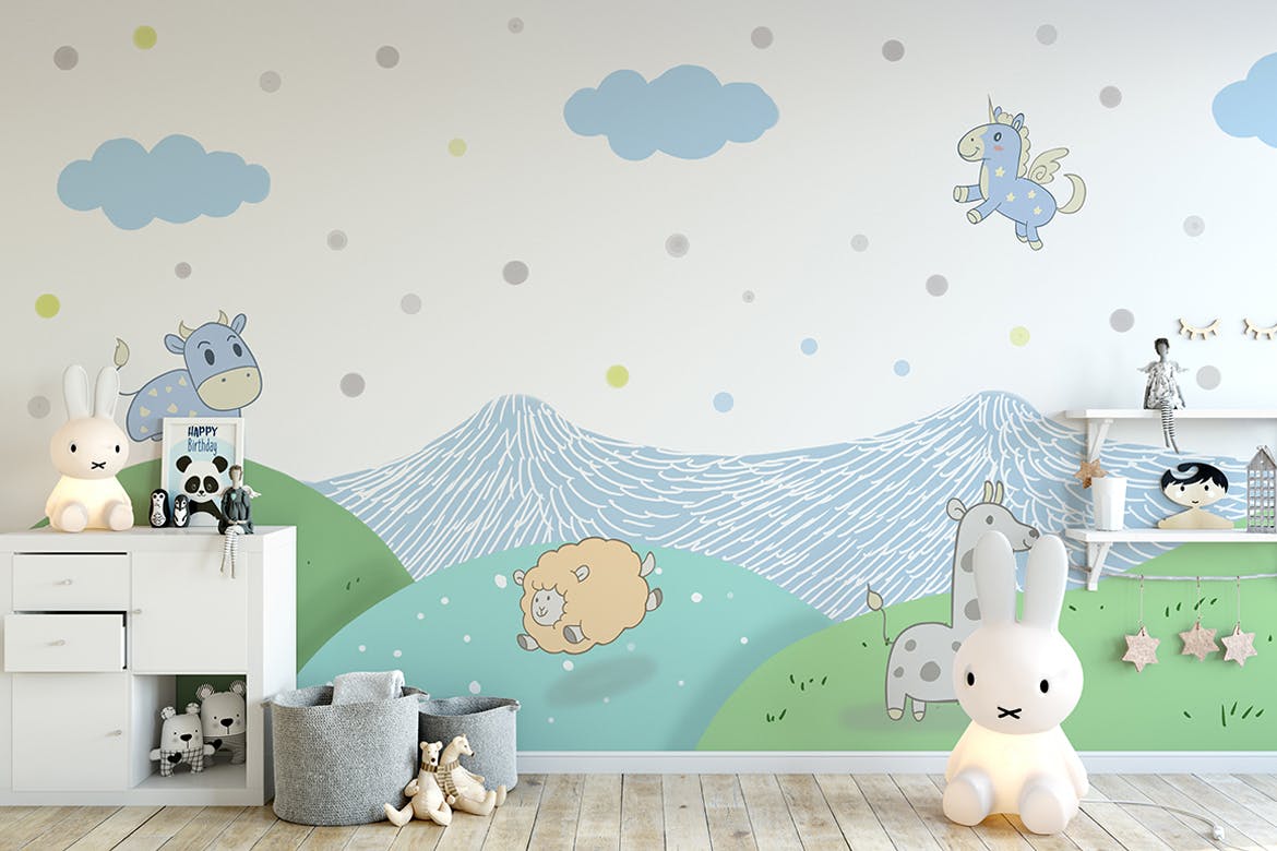 儿童墙纸动物装饰图案设计素材 Wallpaper Animal Decorative for Kids设计素材模板