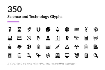 图标素材简约科学技术 350 Science and Technology Icons