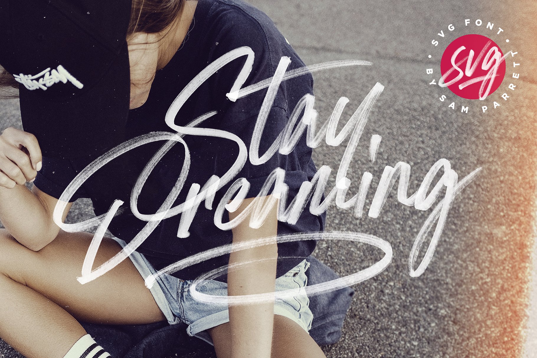 手写草书字体下载 Stay Dreaming SVG Font设计素材模板