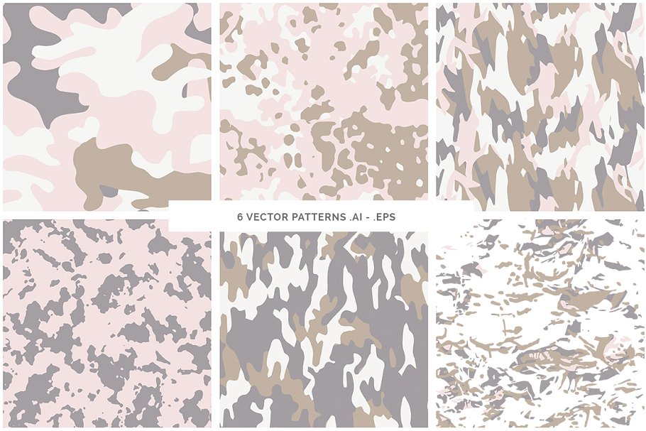 迷彩伪装图案+背景纹理 Camouflage Patterns + Backgrounds设计素材模板