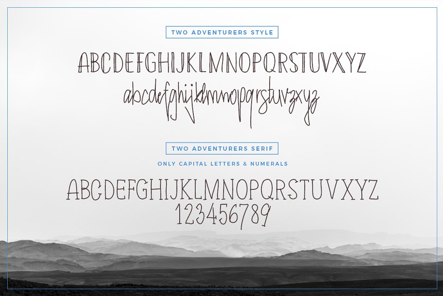 手写字体设计图案下载 Two Adventurers Font + Bonus设计素材模板