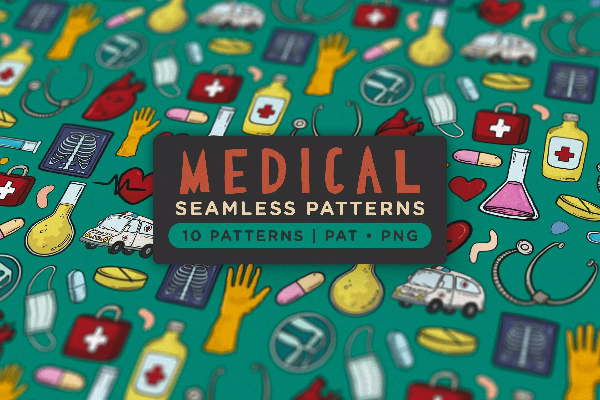 医用相关设备医疗主题无缝图案背景素材 Medical Seamless Patterns设计素材模板