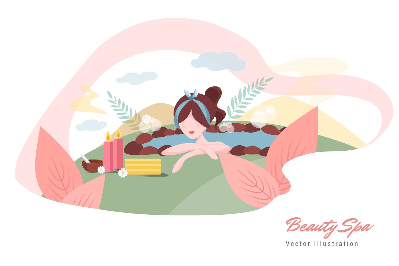 美容SPA主题矢量插画设计素材v6 Beauty Spa Vector Illustration设计素材模板