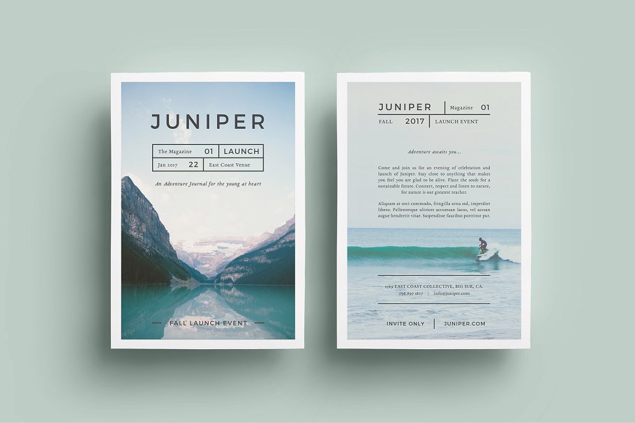 海报模板极简主义设计 J U N I P E R Flyer Template设计素材模板