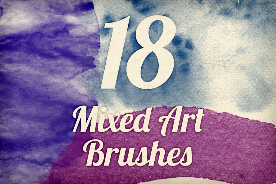 混合效果的艺术笔刷 Mixed Art Brush Pack 1设计素材模板