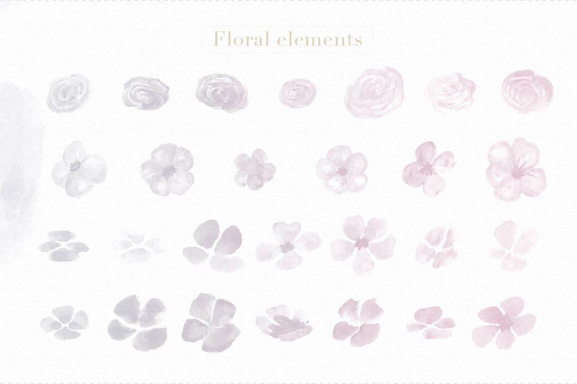 水彩花卉笔刷 Floral Watercolor Photoshop Brushes设计素材模板