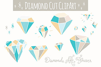 蓝色砖石图形插画绘画Blue Diamonds Clip Art – Vector