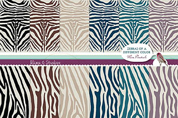 斑马条纹数码纸图案 Zebra Striped Digital Paper Patterns