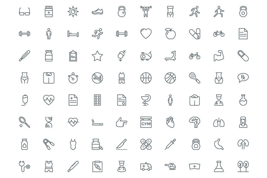 487个健康与医疗线型图标 487 Health and Medical Line Icons设计素材模板