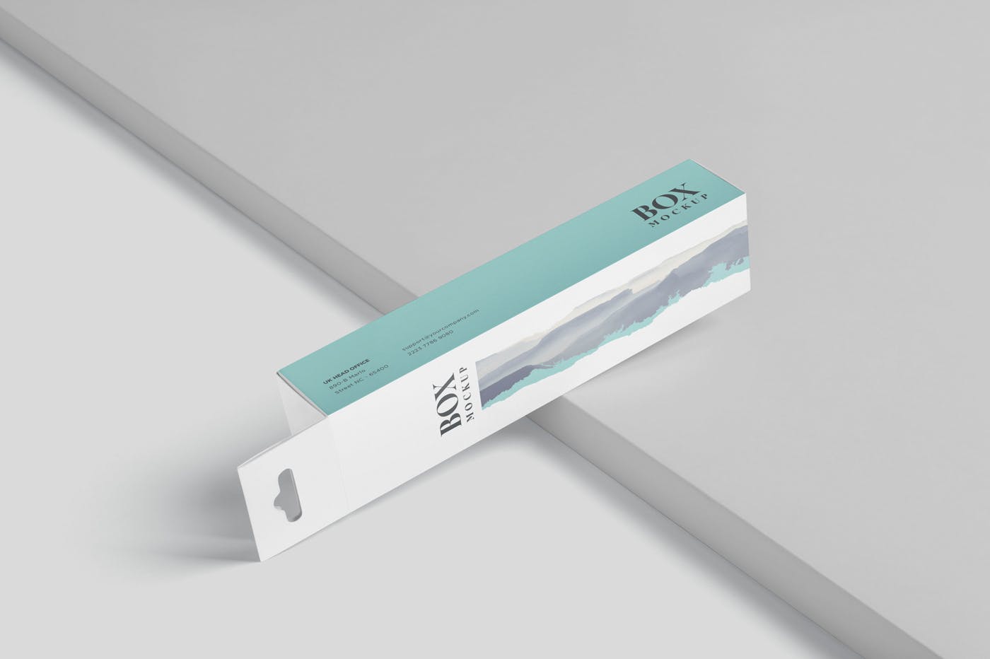 超薄矩形长条包装盒外观设计效果图样机 Box Mockup PSDs – High Slim Rectangle Size Hanger设计素材模板