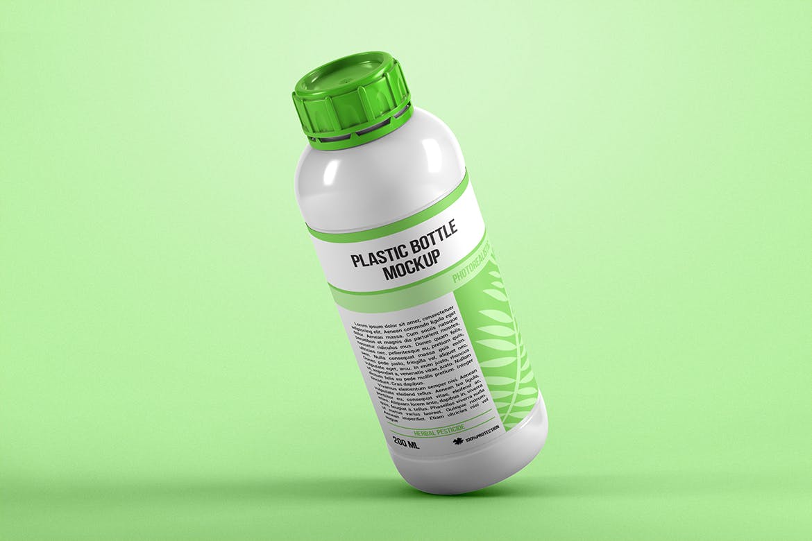 200ML塑料瓶外观设计图样机 Plastic Bottle Mockup设计素材模板