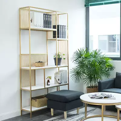 Nordic wrought iron shelf Partition display rack Bookshelf Living room floor-to-ceiling window screen storage shelf Net red rack ins