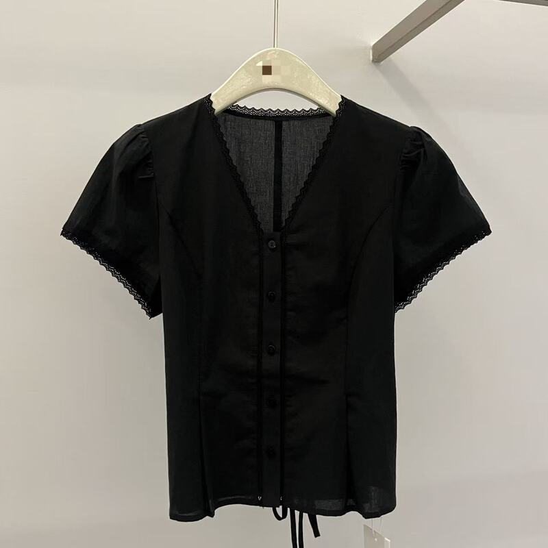 6.12 (No Returns, No Exchanges) 100% Cotton Lace-Up Blouse
