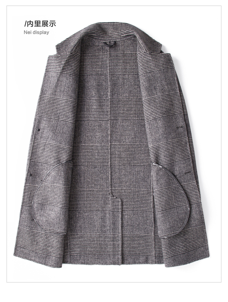 Mùa thu và mùa đông nam áo khoác len hai mặt trong phần dài của hàng ngàn chiếc áo khoác len kẻ sọc cashmere áo khoác nam ấm áp áo ấm nam