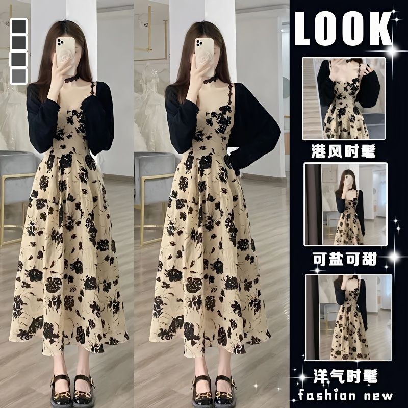 100kg Plus Size Cd Crossdresser Summer French Retro Floral Camisole Dress Hepburn Style
