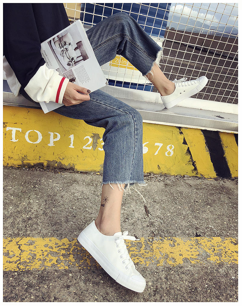 Giày vải nữ sinh viên 2018 mùa thu mới phiên bản Hàn Quốc của phong cách Harajuku hoang dã ulzzang nhỏ giày trắng mùa xuân giày sandals nữ
