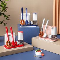 Household brush pot artifact Kitchen cleaning long handle sponge brush replacement head washing pot brush Coconut palm brush rag storage rack