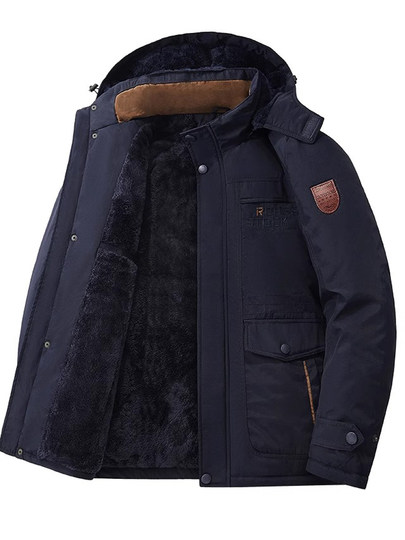 Vestes d'hiver mi-longues en velours et épaissies pour hommes, vestes rembourrées en coton en laine d'agneau, vestes rembourrées en coton d'âge moyen, manteaux d'hiver