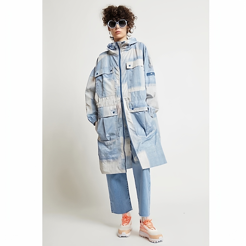 In Stock Adidas Stella High-End Collaboration Kevin Tsai Same Style Windproof Waterproof Long Sports Jacket Trench Coat