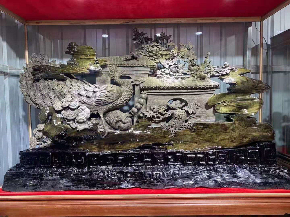 Golden Silk Nan Red Wood Engraving Flowers Open Rich And Expensive Phoenix Peacock Open Screen Fragrant Zhangmu Root Carved Wooden Sculptures Large Number Hotel