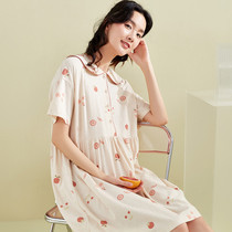Top melon Summer Lady half-open nightgown breathable doll collar flower and fruit print summer short-sleeved pajamas