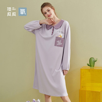  Top Guagua autumn and winter long-sleeved night dress Top Guagua oxygen cotton cotton cotton pajamas can be worn outside long-sleeved night dress home clothes