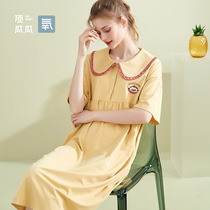 Top melon summer New Baby collar comfortable womens short sleeved nightgown oxygen cotton Princess long dress pajamas