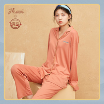  Top Guagua spring and summer new cotton mens and womens long-sleeved cotton pajamas Top Guagua oxygen cotton comfortable home clothes set