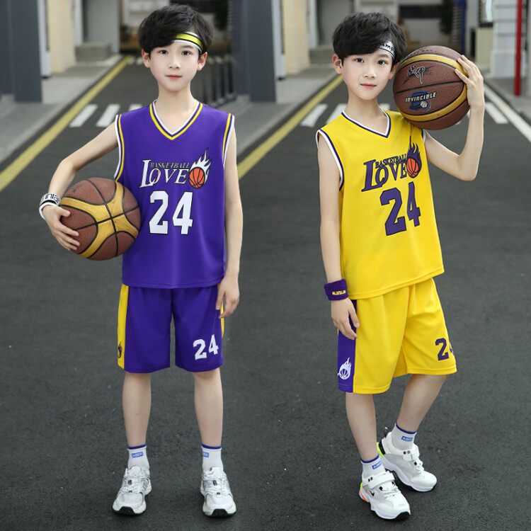 Summer children's sportswear vest suit No. 24 basketball suit boys summer clothes quick-drying two-piece jersey for big children