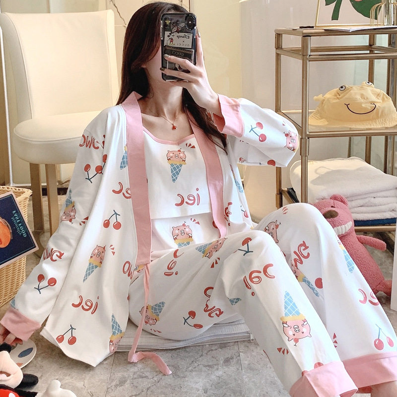 British Next kiss confinement clothes cotton postpartum nursing pajamas large size maternity clothes summer suit