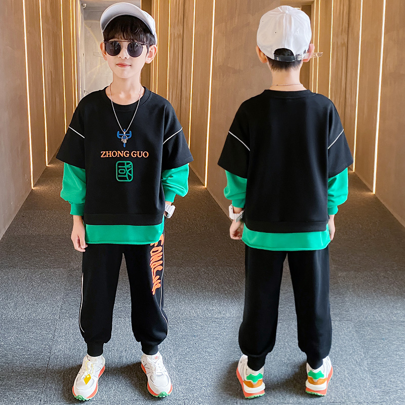 Boys spring and autumn sports suits 2022 new children's autumn fashionable clothes male big boy boy autumn two-piece suit
