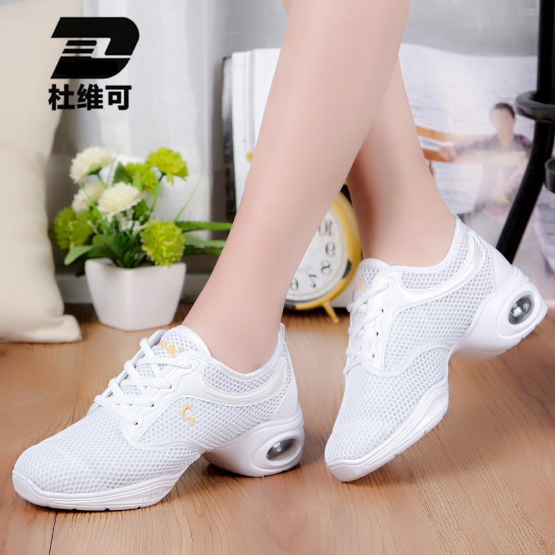 Duweike summer dance shoes soft bottom mesh square dance shoes female sailor jazz white adult sports dance shoes