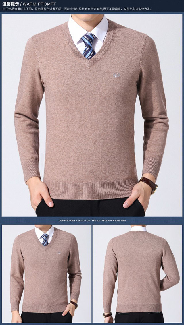 Áo len nam mùa đông mới trung niên Màu áo len cashmere cổ chữ V dày áo len ấm áp áo len cha quần áo mùa đông nam giới