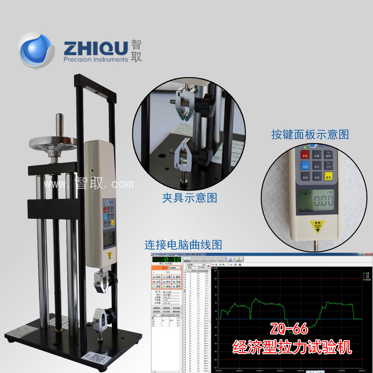 J995 wise taking ZQ-66 0-50 kg 500N Number of display push-pull force meter display tension testing machine