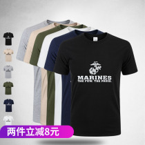 US MARINES New Men Men Mens Military fans short sleeve T-shirt cotton sweat absorbent breathable Marine 6 colors
