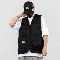 Spring and autumn ins tide brand hip-hop waistcoat vest mens Hong Kong style tooling all-match vest Korean version of the trend sleeveless top