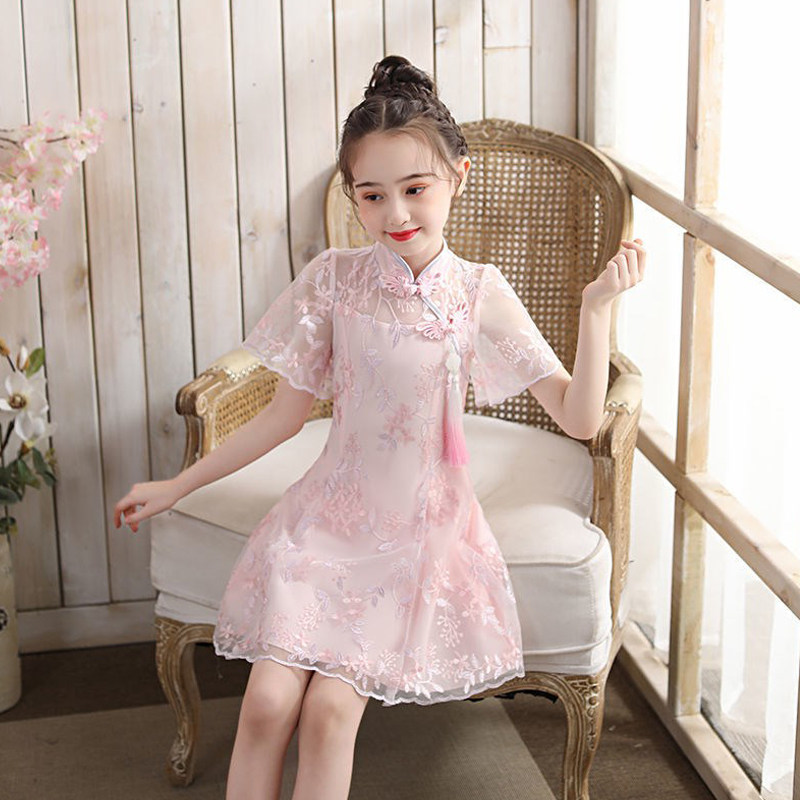Girl dress summer lady Chinese female baby fairy kite dress in big boy show banner dress