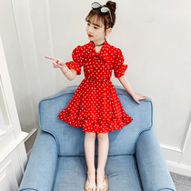 Korean girls summer dress 2021 new style childrens chiffon short sleeve princess dress girls thin skirt