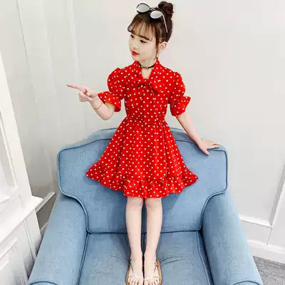 Korean girls summer dress dress 2021 new foreign school chiffon short sleeve princess dress girl thin skirt