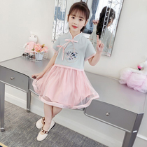 Hong Kong Girls dress summer dress 2021 new national wind fairy baby retro princess dress children cheongsam skirt