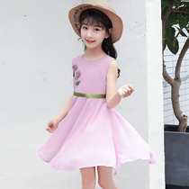 Hong Kong childrens clothing 2021 new Korean version of the girl summer dress little girl western chiffon vest princess skirt