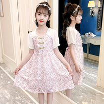 Girls summer dress 2022 new Korean version little girl Ocean Gas A Dress Child Short Sleeve Broken Princess Dress