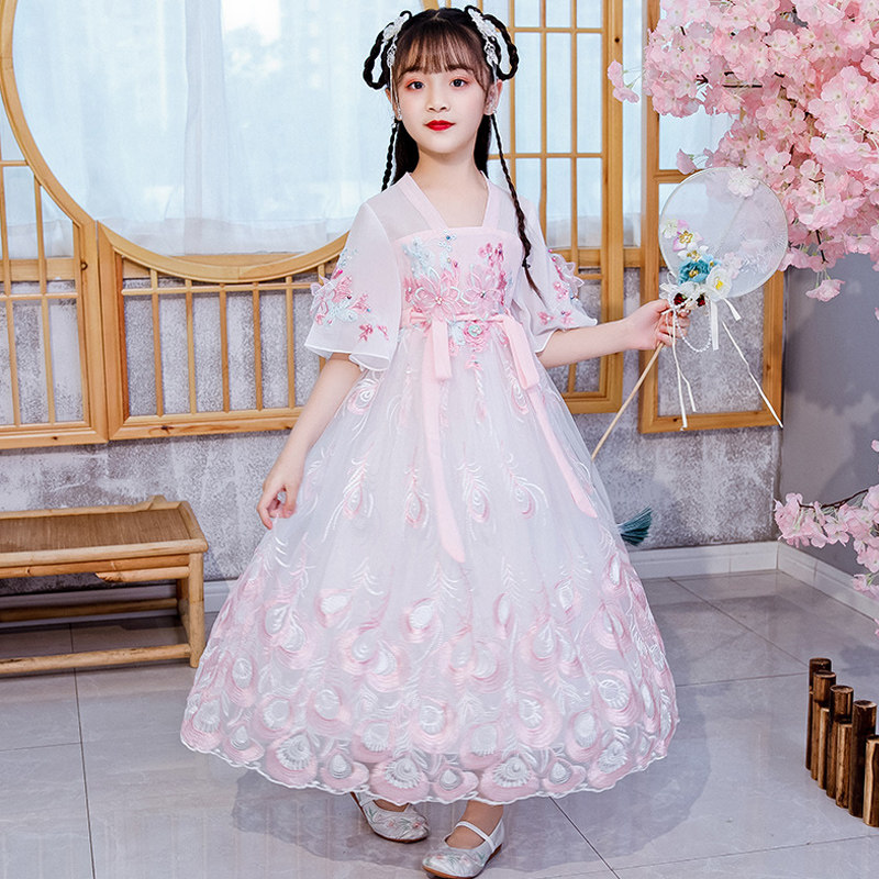 Children's Han clothes foreign dress Summer Chinese wind super-fairy-style girl Qi Champoux skirt Down with princess dresses dress